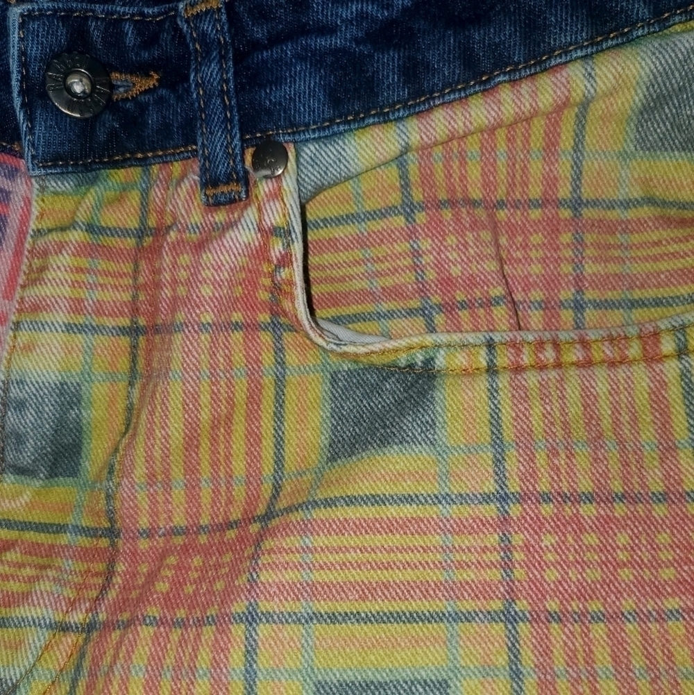 The Ragged Priest Jeans Plaid Funky Abstract Neon Dollskills Size 26 - Picture 8 of 13